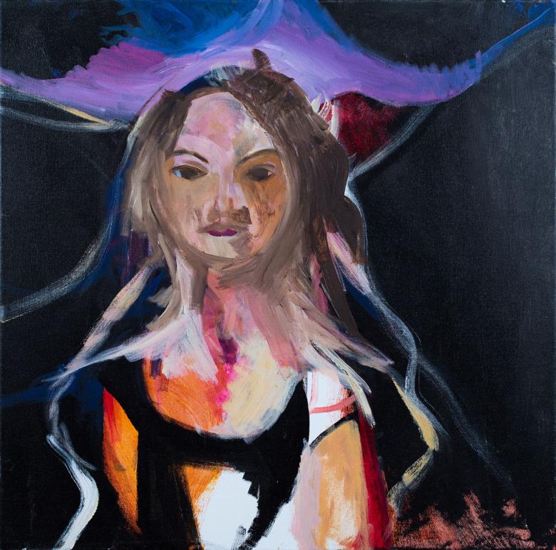 Woman with Aura. Acrylic on canvas, 24x24in - 61x61. Fig. 040