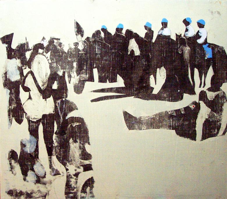 Demonstration. Acrylic and sumi ink, Xerox transfer. Fig. 293